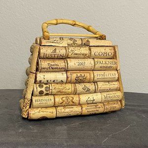 Wine Cork Purse with Bamboo Handle